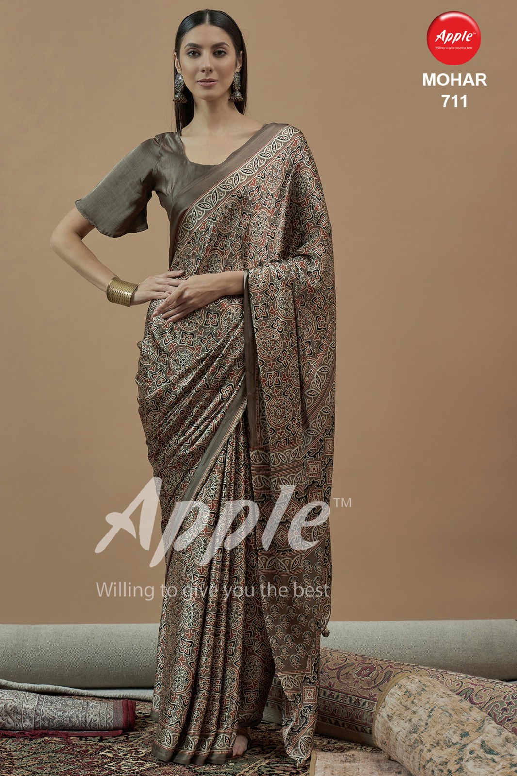 Mohar Vol 7 By Apple Japan Satin Ajhrakh Printed Sarees Wholesale In India